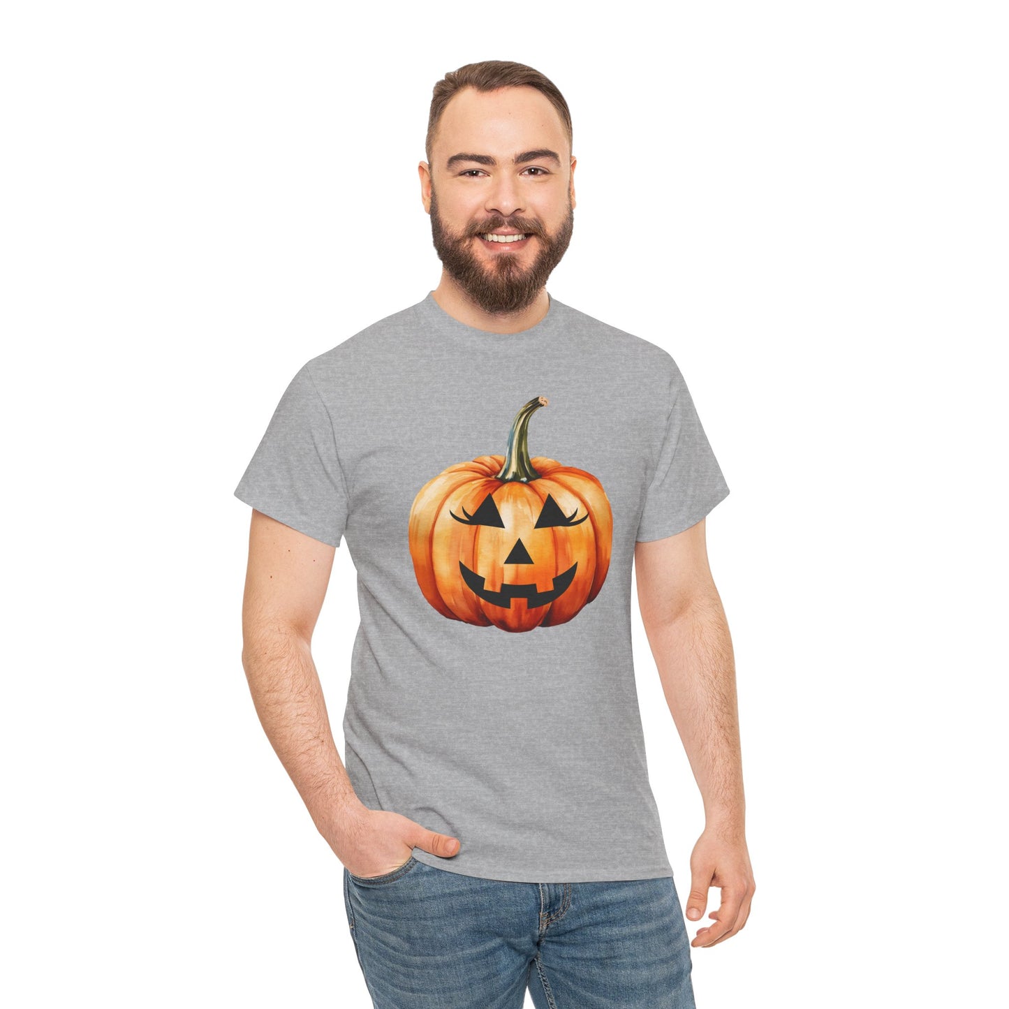 ๐ Embrace Autumn Magic - Pumpkin Bliss Collection for Cozy Season Vibes โจ - Harvest Vibes Pumpkin Cotton Tee | Fall Shirt, Halloween Apparel, Autumn Fashion, Unisex Graphic Tee, Gift for Pumpkin Lovers
