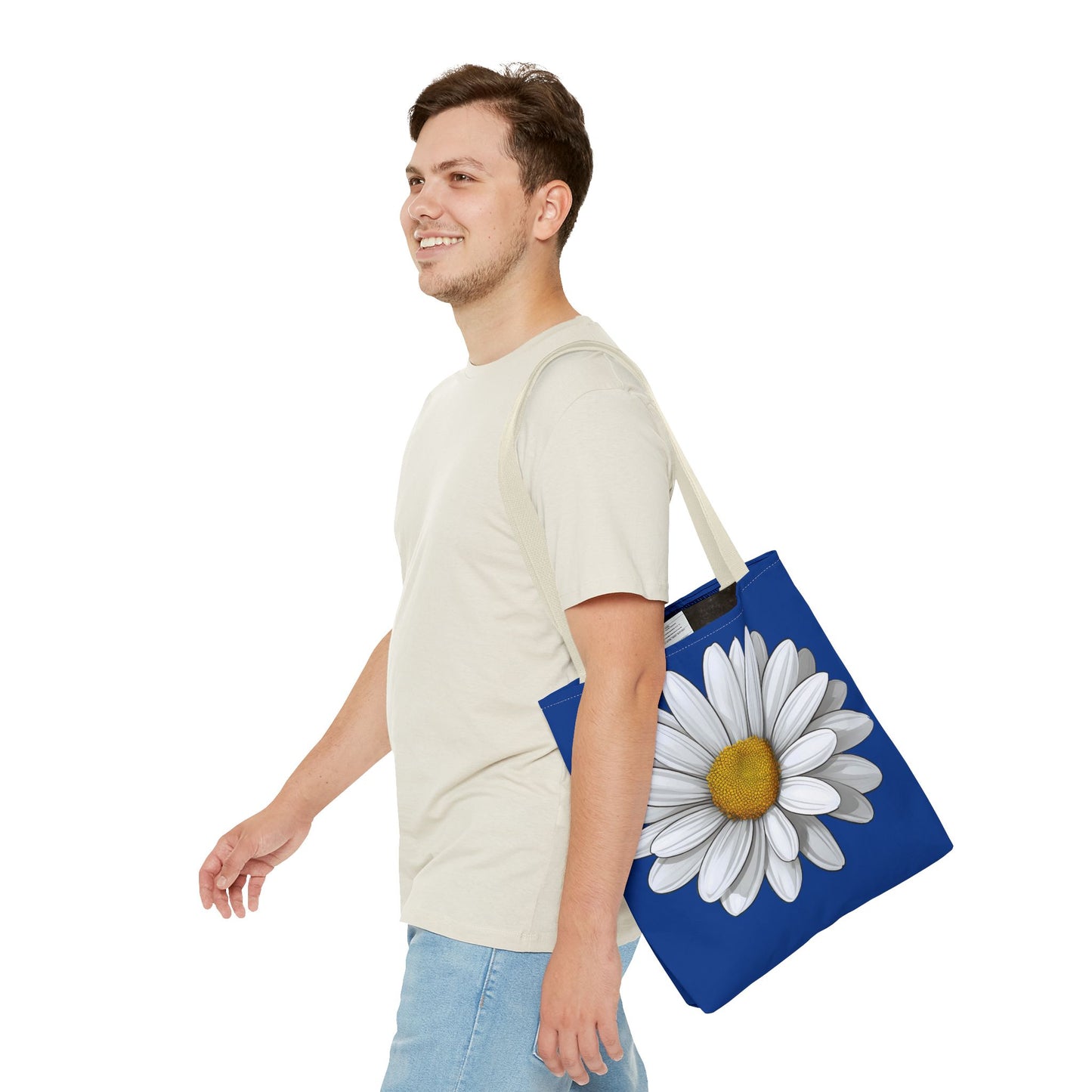 Daisy Tote Bag - White Floral Design Summer Fashion Accessory