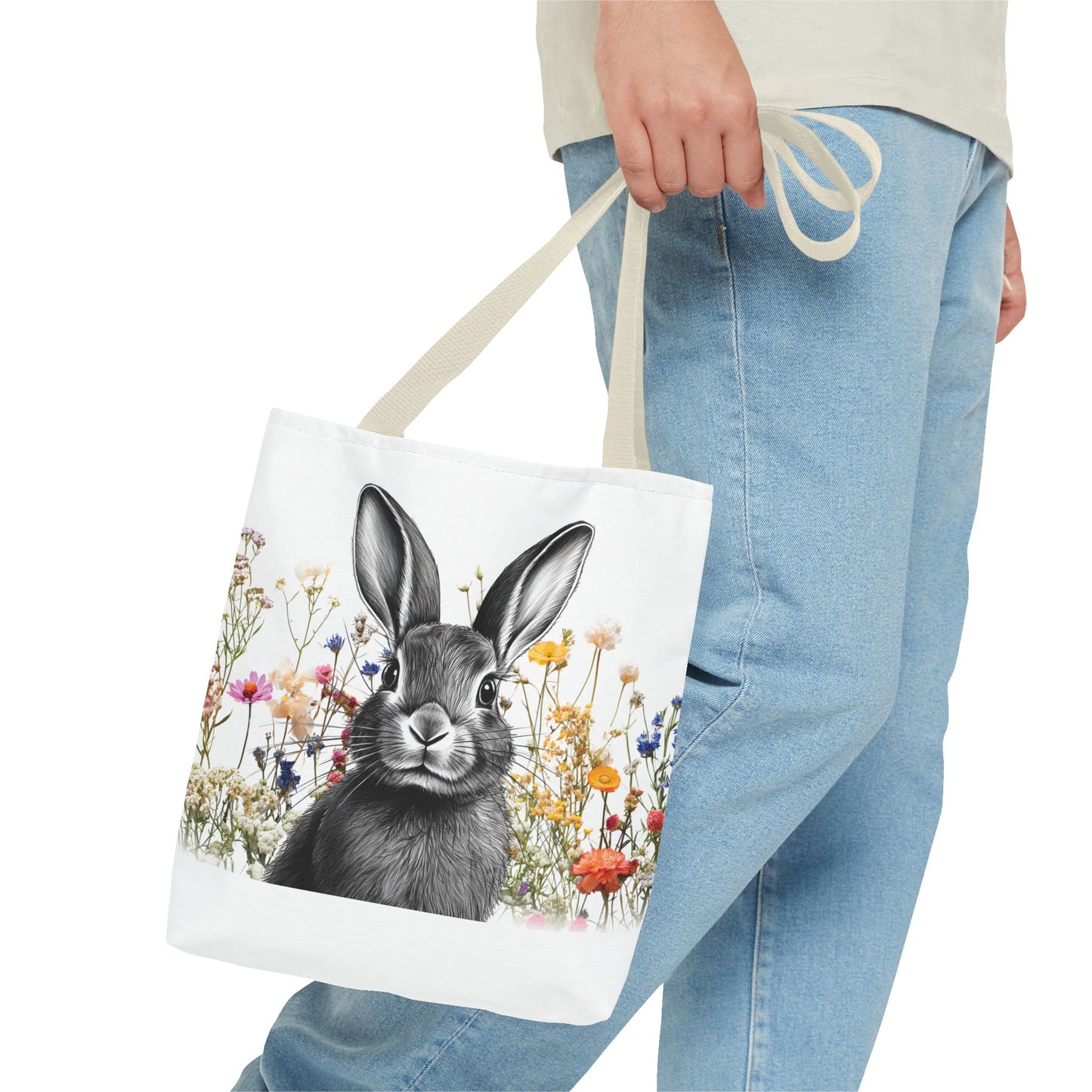Easter Tote Bag - Easter Bunny in a Meadow