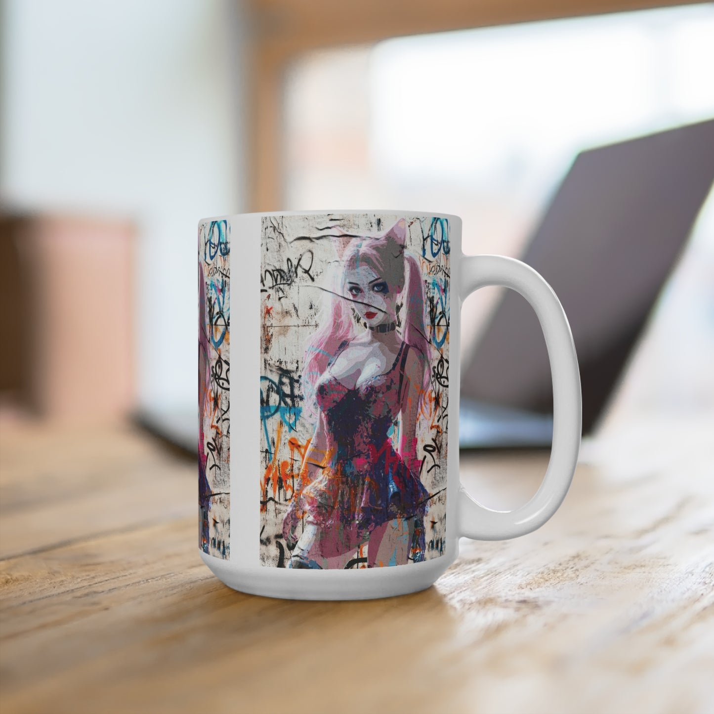 Graffiti Art Ceramic Mug, Trendy Coffee Cup, Urban Chic Drinkware, Creative Gift for Art Lovers, Unique Home Decor