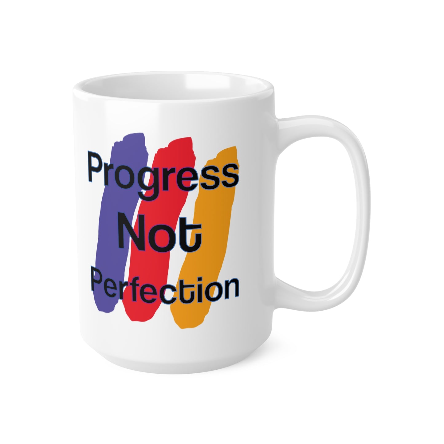 Wear the Win – Progress Is the Real Power 🌟🎨 - Motivational Ceramic Coffee Cups - Progress Not Perfection, Inspirational Mug, Gift for Coffee Lovers, Home Office Decor, Self-Care Reminder