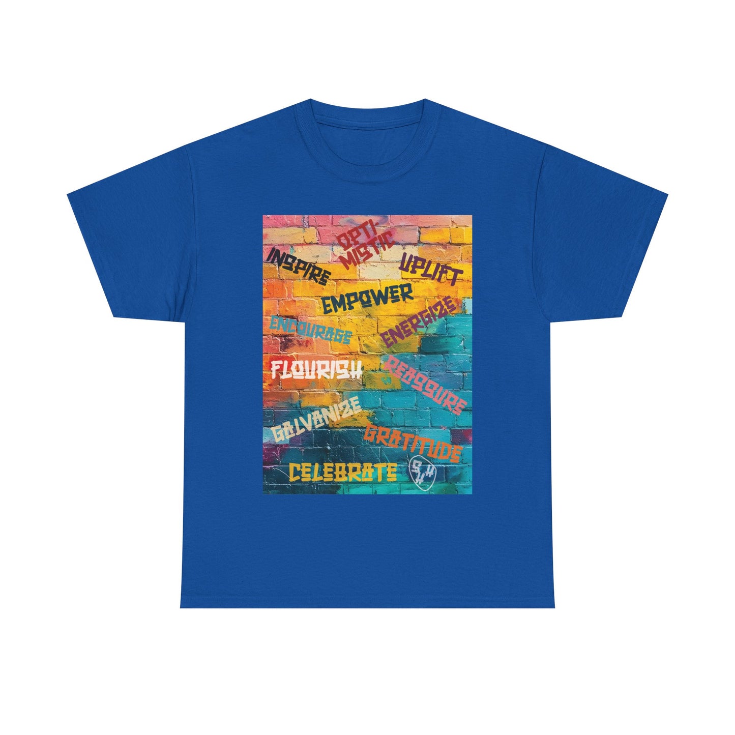 Fuel your fire—Inspire. Empower. Celebrate. 🎨💪 #MotivationalArt #InspireDaily #Empowerment #PositiveVibes #GoalGetter #WallOfWords Unisex Heavy Cotton Tee - Inspire, Uplift, Celebrate, Flourish, Perfect Gift for Motivational Occasions