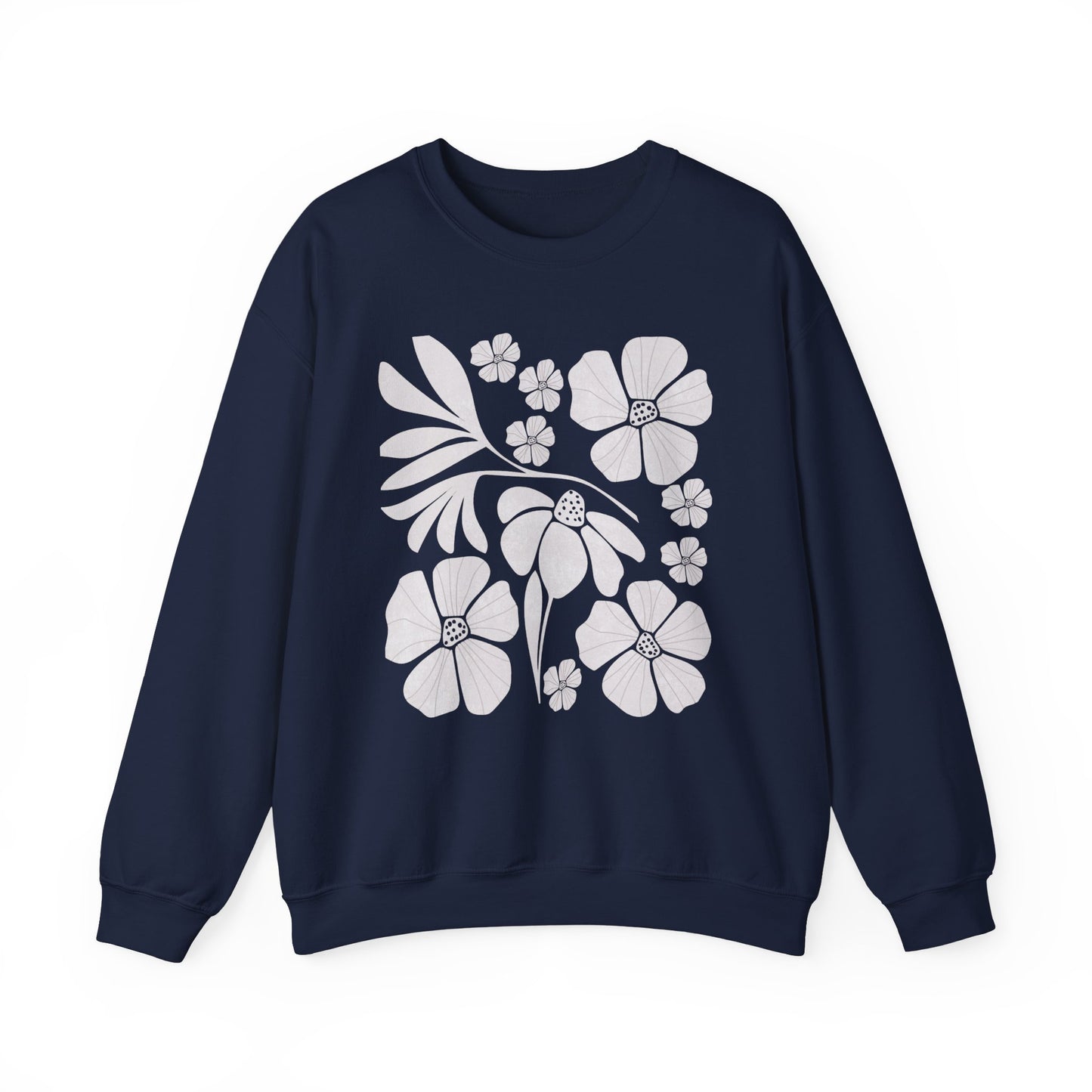 Floral Boho style Minimalist Unisex Crewneck Sweatshirt - Cozy Comfort for All Occasions