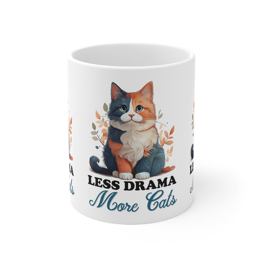 Less Drama, More Cats – Purrfect Peace in Style 🐾✨ - Fun Cat-Themed Coffee Mug, Less Drama More Cats - Perfect for Cat Lovers, Gift for Pet Owners, Animal Lover's Present, Coffee Lovers' Mug