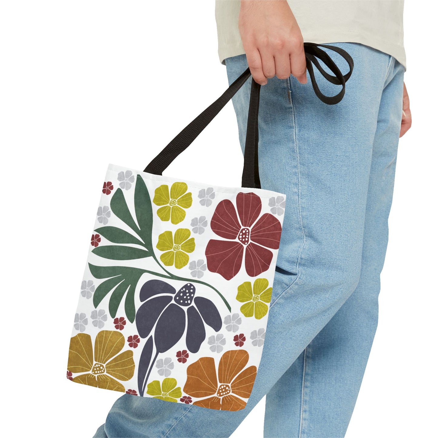 Boho Flowers Tote Bag - Retro Vintage Style