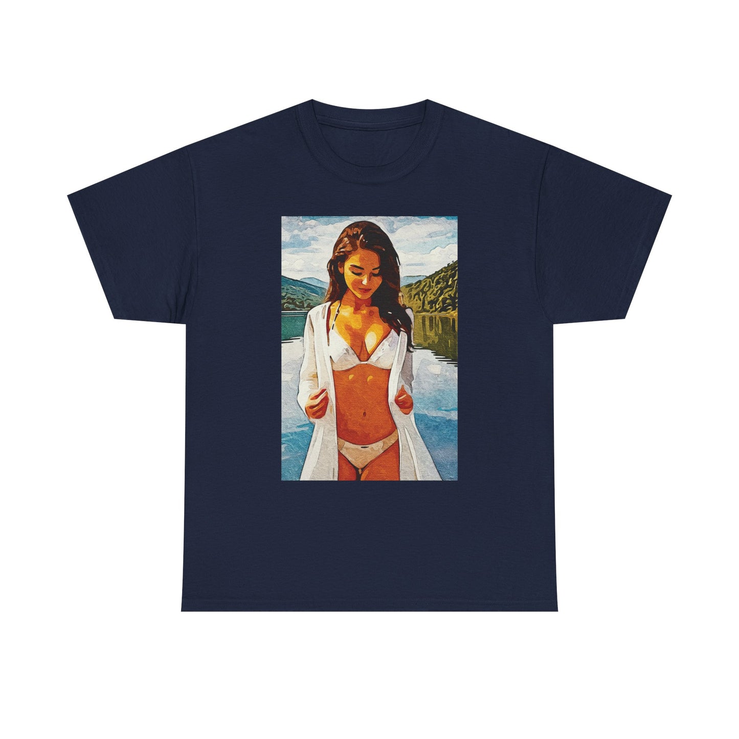 Beauty at the Lake — Sunlit Serenity for Casual Wear, Posters & Canvas - Summer Vibes Unisex Heavy Cotton Tee - Fun T-Shirt for Beach Lovers, Cute Casual Wear, Vacation Outfits, Graphic Tee for Parties, [...]