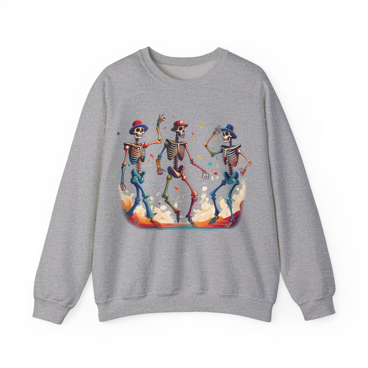 Dancing Skeletons Halloween Party - Spooky Fun Celebration Art - Festive Autumn Spirit Collection - Spooky Skeleton Dance Crewneck Sweatshirt, Halloween Sweatshirt, Unisex Fall Apparel, Casual Skeleton Top, Fun Halloween Gift
