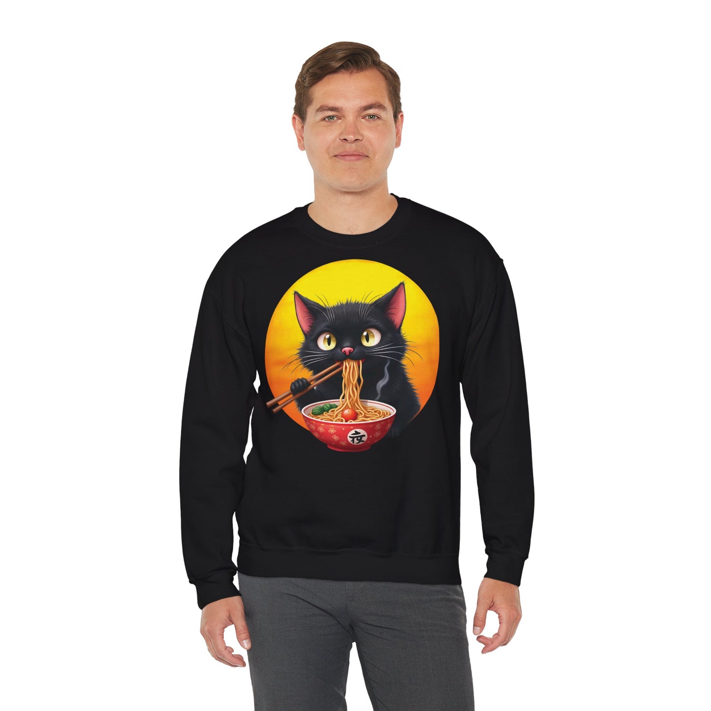 Ramen Cat Magic – Whiskers, Noodles & Sunshine Vibes - Cat Lover's Ramen Sweatshirt, Cozy Cat Crewneck, Cat-Themed Gift, Funny Sweatshirt, Unisex Pullover, Pet Lovers Apparel