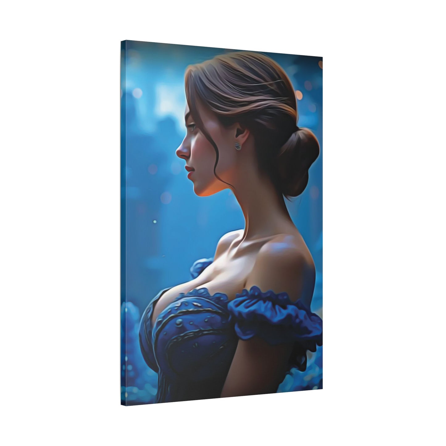 "Grace in Twilight: A Timeless Portrait of Strength, Elegance, and Inner Radiance" - Elegant Satin Canvas Wall Art, Home Decor, Art Print, Gift for Her, Wall Decoration, Whimsical Art