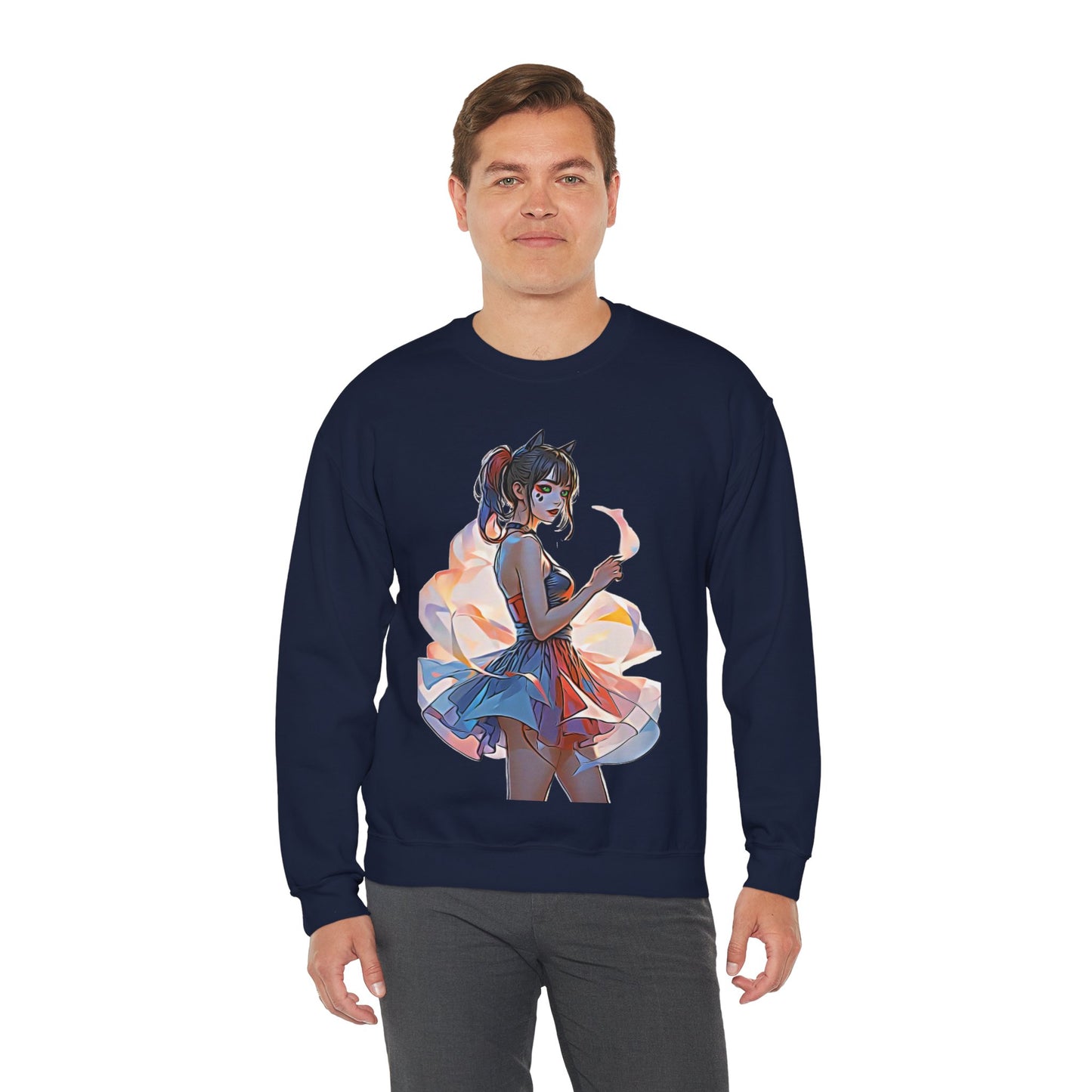 ✨Moonlit Grace: Anime Catgirl Aura for Casual Wear, Posters, Mugs and much more - Artistic Unisex Crewneck Sweatshirt | Cozy Graphic Sweater, Comfortable Hoodie, Fall Apparel, Anime-Inspired Gift, Casual Chic Fashion