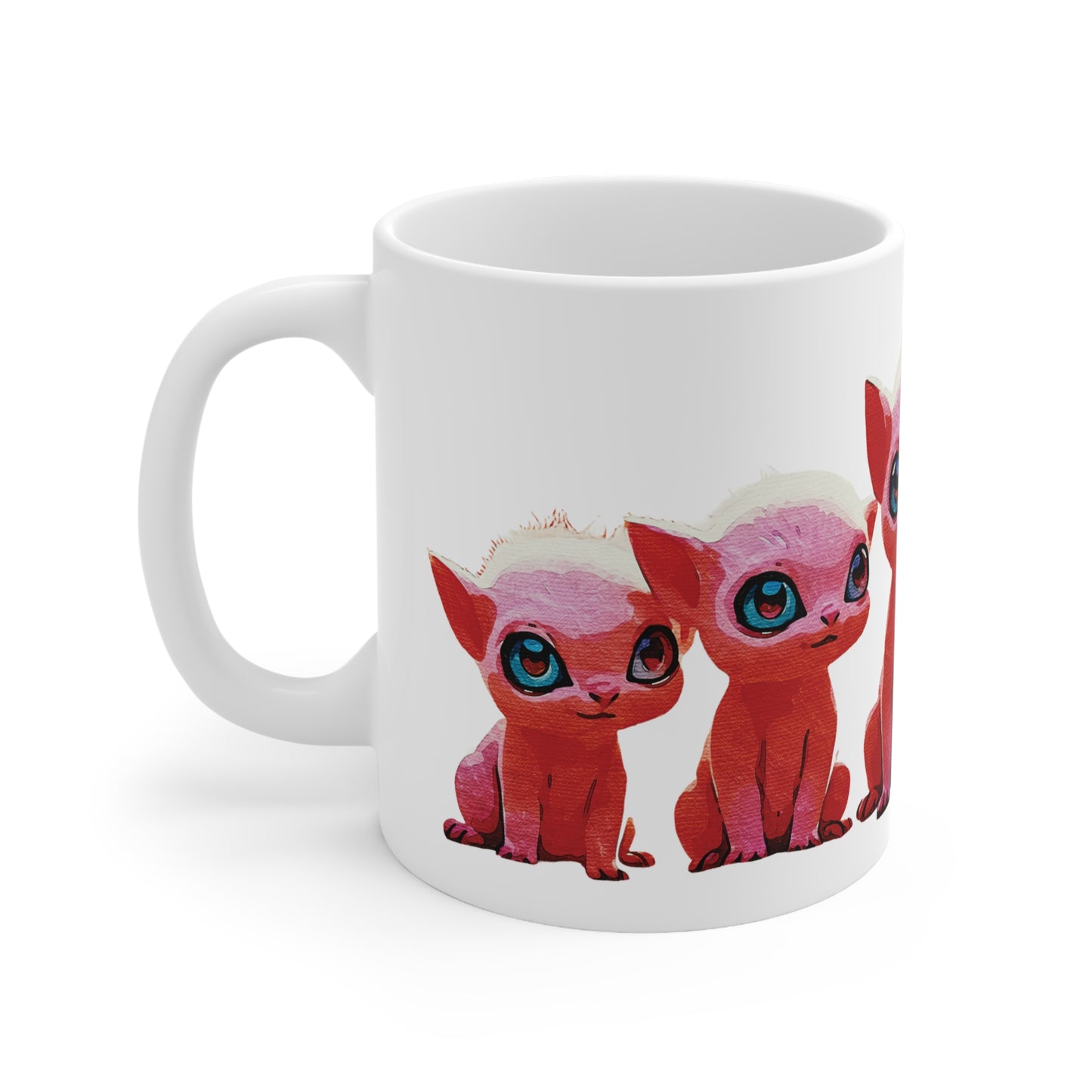 "Squad Goals: Adorable Red Creatures United - Friendship & Joy Collection" - Ceramic Coffee Cups - 11oz & 15oz, Unique Cat Lover Gift, Animal Mugs for Home, Funny Pet Coffee Mugs, Kawaii Cup Collection