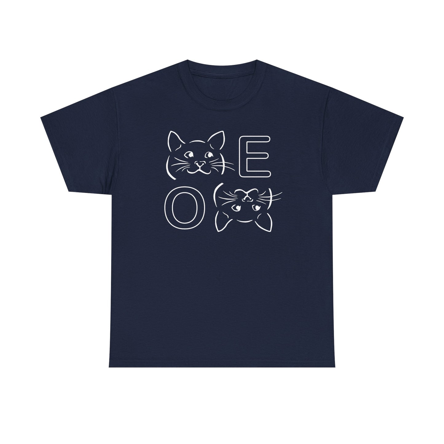 " MEOW" Cute Cat Faces Unisex Heavy Cotton Tee - Perfect for Cat Lovers