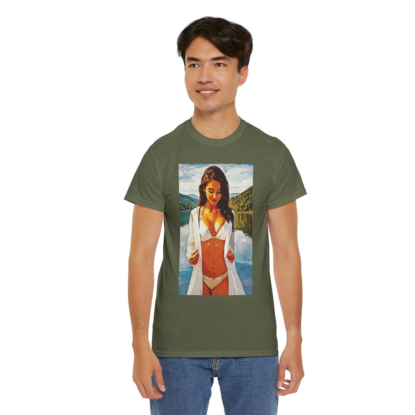 Beauty at the Lake — Sunlit Serenity for Casual Wear, Posters & Canvas - Summer Vibes Unisex Heavy Cotton Tee - Fun T-Shirt for Beach Lovers, Cute Casual Wear, Vacation Outfits, Graphic Tee for Parties, [...]