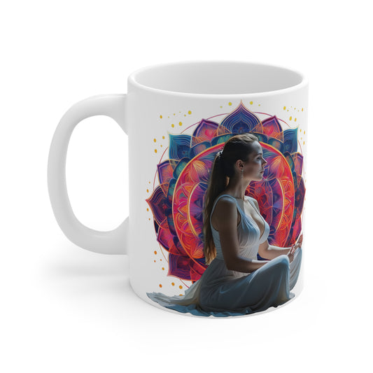Meditative Spirit Ceramic Coffee Cups | 11oz & 15oz | Mindfulness Gifts, Yoga Lovers, Meditation, Wellness Décor, Personalize Your Drink