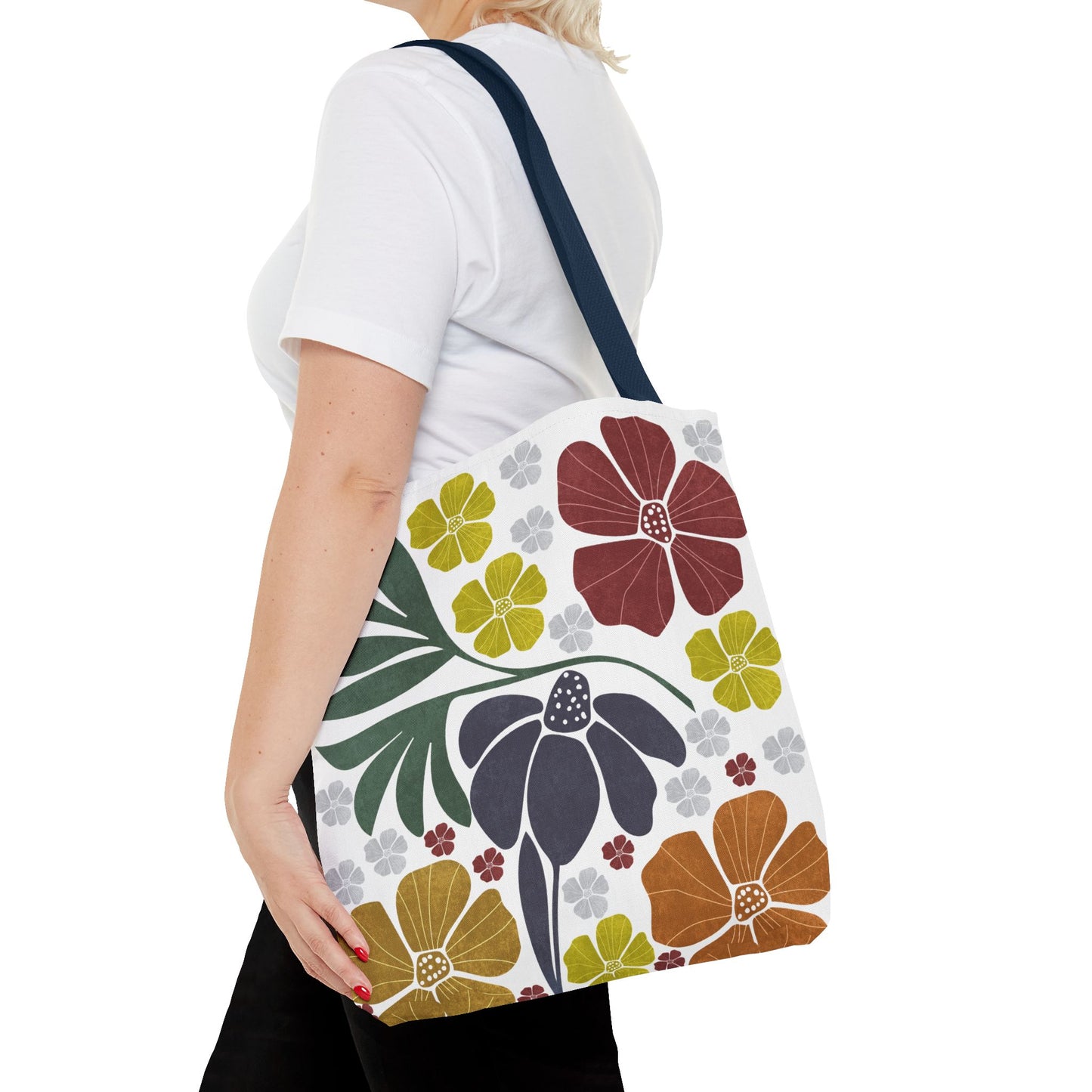 Boho Flowers Tote Bag - Retro Vintage Style