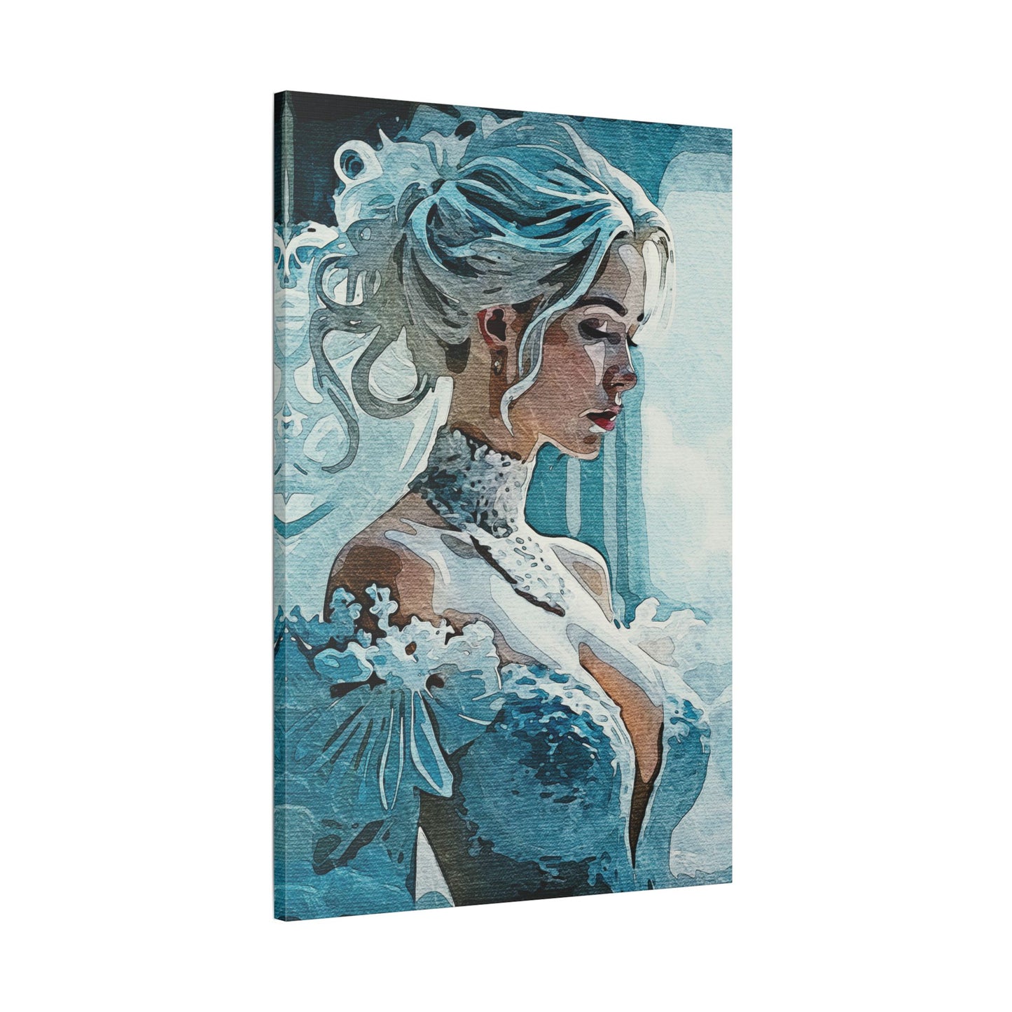 Radiant Empowerment – Elegance That Commands Light ⚡👑 - Elegant Satin Canvas Wall Art, Perfect for Home Decor, Bridal Shower Gift, Wedding Decor, Blue Toned Artwork