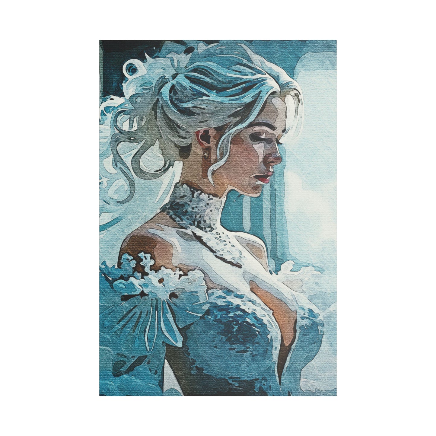 Radiant Empowerment – Elegance That Commands Light ⚡👑 - Elegant Satin Canvas Wall Art, Perfect for Home Decor, Bridal Shower Gift, Wedding Decor, Blue Toned Artwork