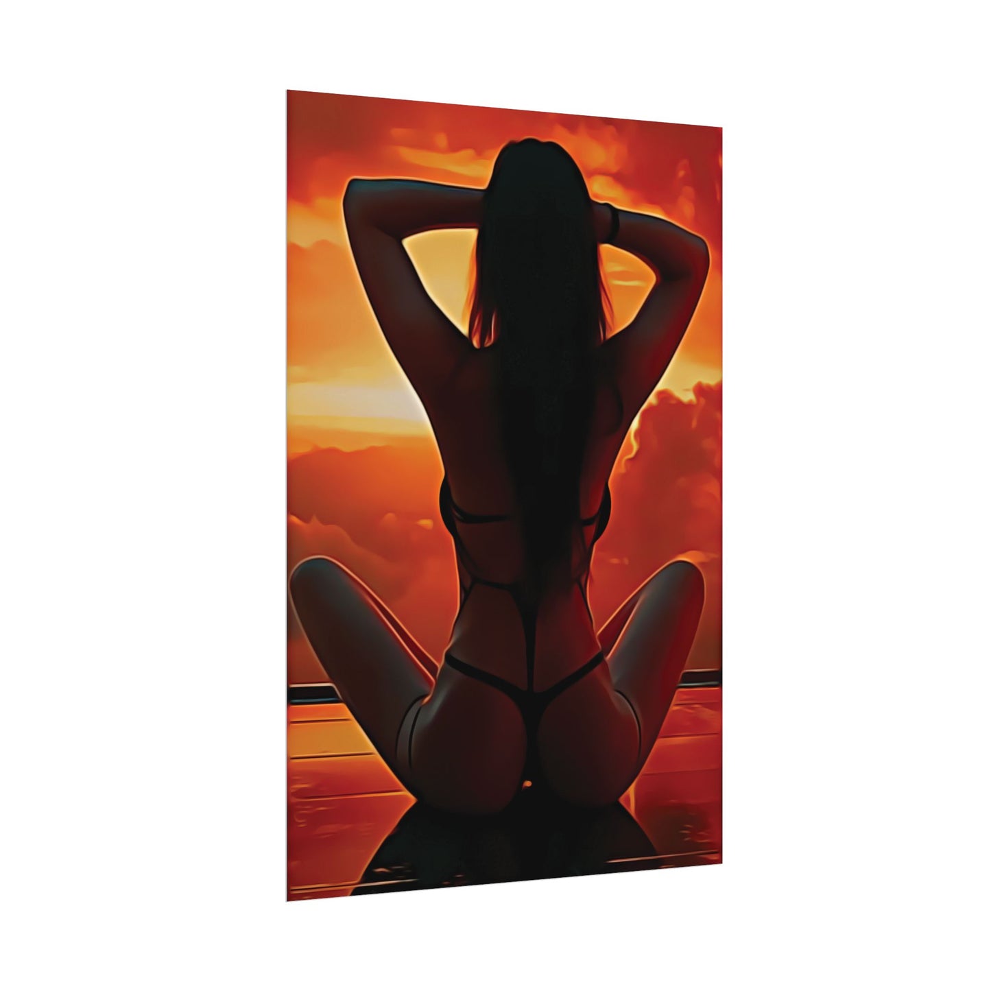 Golden Hour Serenity – Empowering Sunset Silhouette Inspiring Calm, Strength and Inner Freedom - Sensual Art Prints, Wall Decor, Bedroom Aesthetic, Gift for Her, Unique Home Decoration