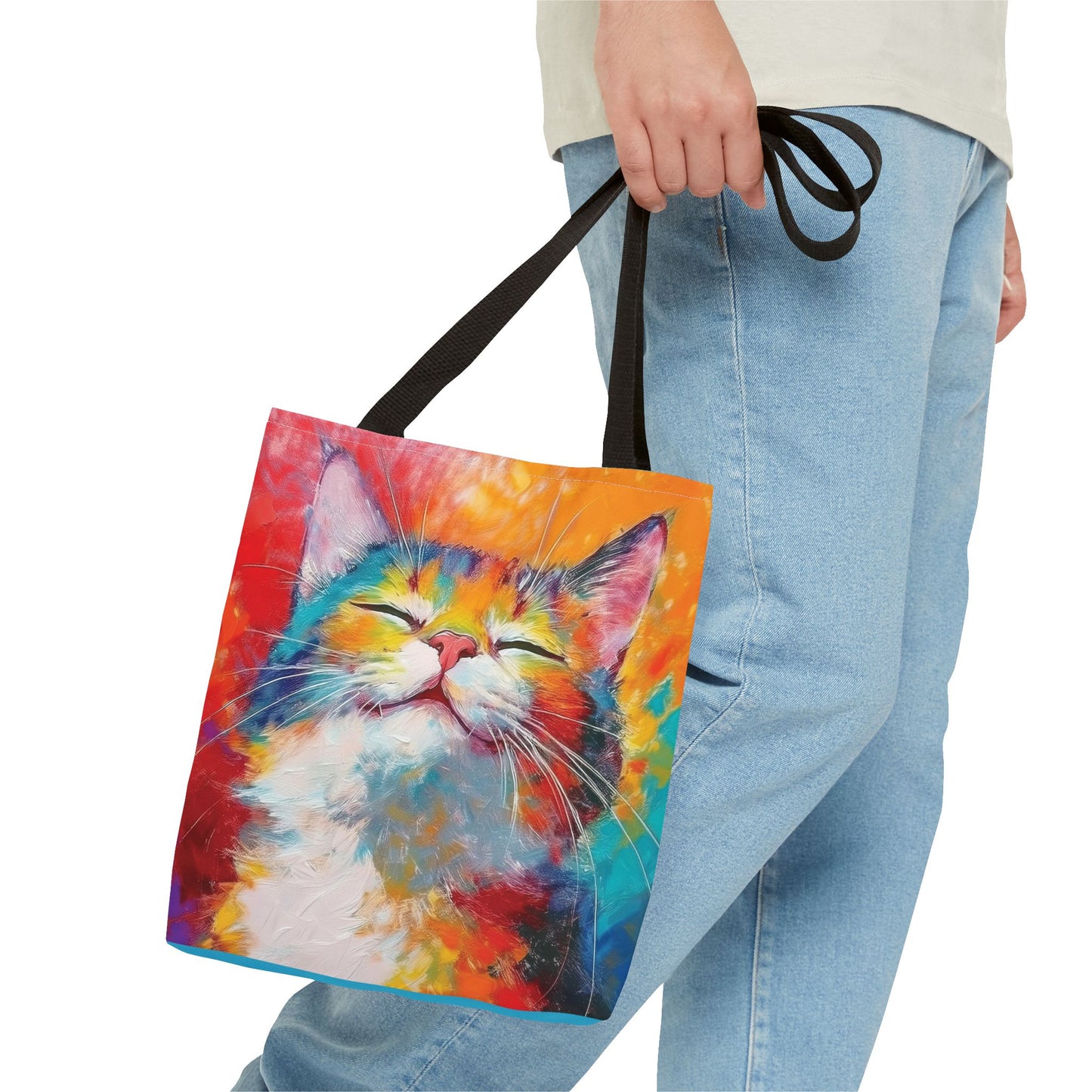 Colorful Cat Tote Bag: Pawsitive Vibes