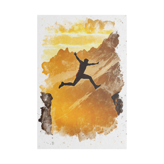"Dare" - Leap of Light – Courage in Motion, Painted in Gold 🌄🦅 - Inspirational Wall Art Print, Motivation Canvas, Adventure Decor, Nature Artwork, Gift for Explorers, Home or Office Decoration