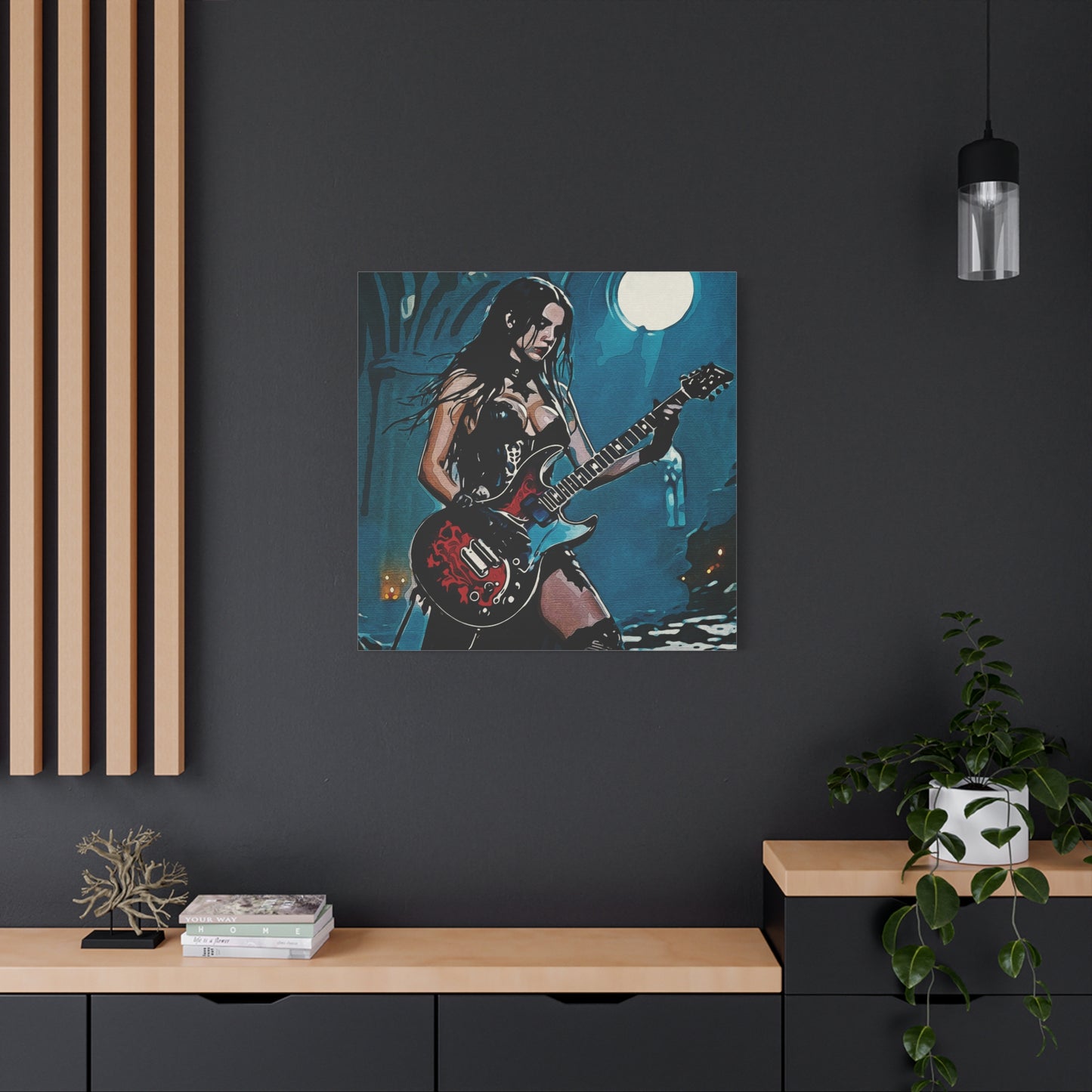 Midnight Riff: Power, Passion, and Gothic Pulse - Gothic Rocker Canvas Art, Edgy Wall Decor, Music Lover Gift, Unique Home Accent, Studio Wall Art
