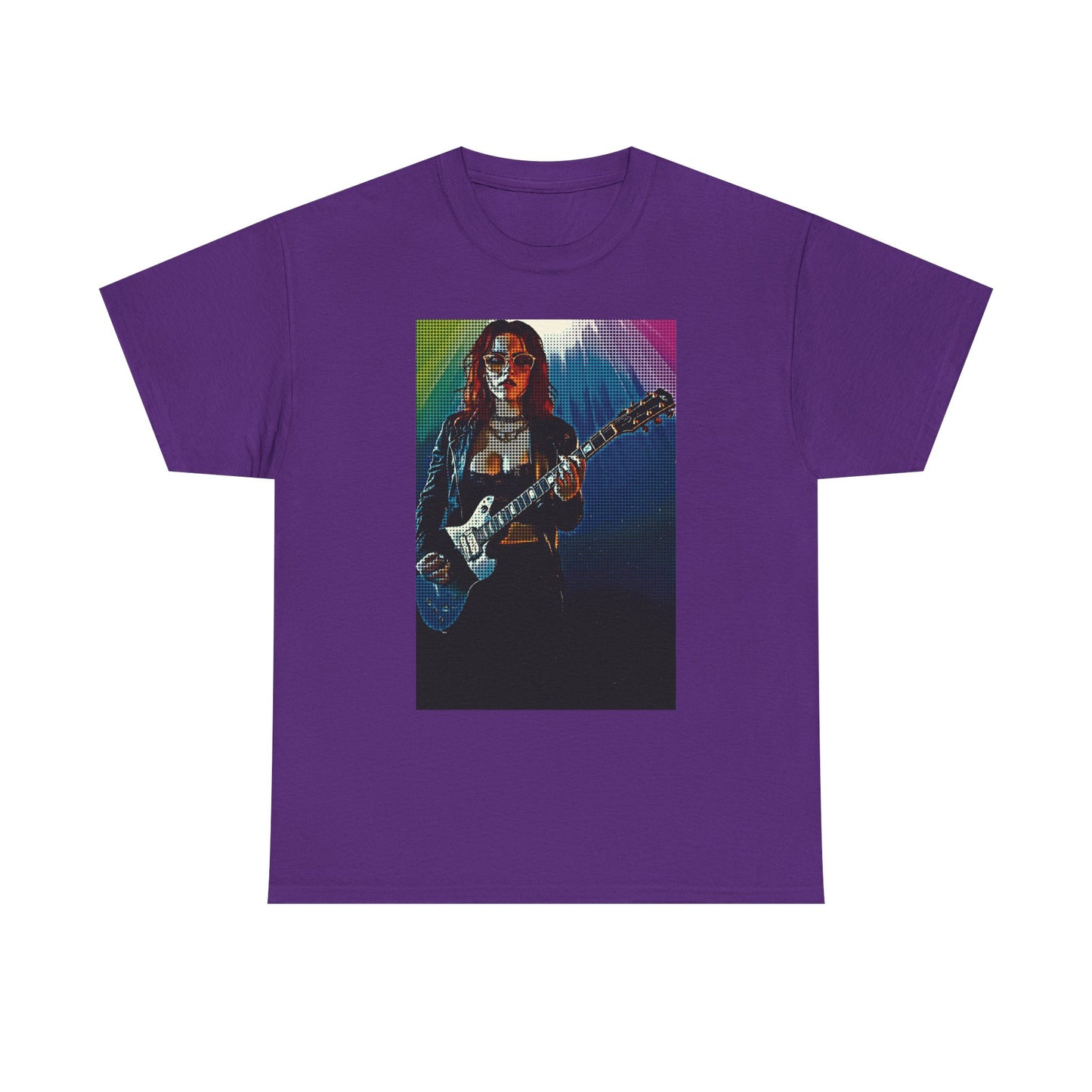 Electric Vibes: Retro Halftone Guitar Art Celebrating Music, Freedom, and Bold Self-Expression - Rock Star Unisex Heavy Cotton Tee, Music Lover Gift, Concert Apparel, Vintage Tee, Festival Wear