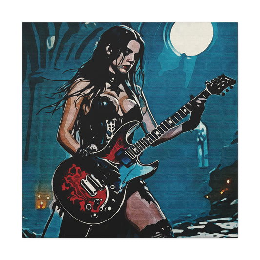 Midnight Riff: Power, Passion, and Gothic Pulse - Gothic Rocker Canvas Art, Edgy Wall Decor, Music Lover Gift, Unique Home Accent, Studio Wall Art