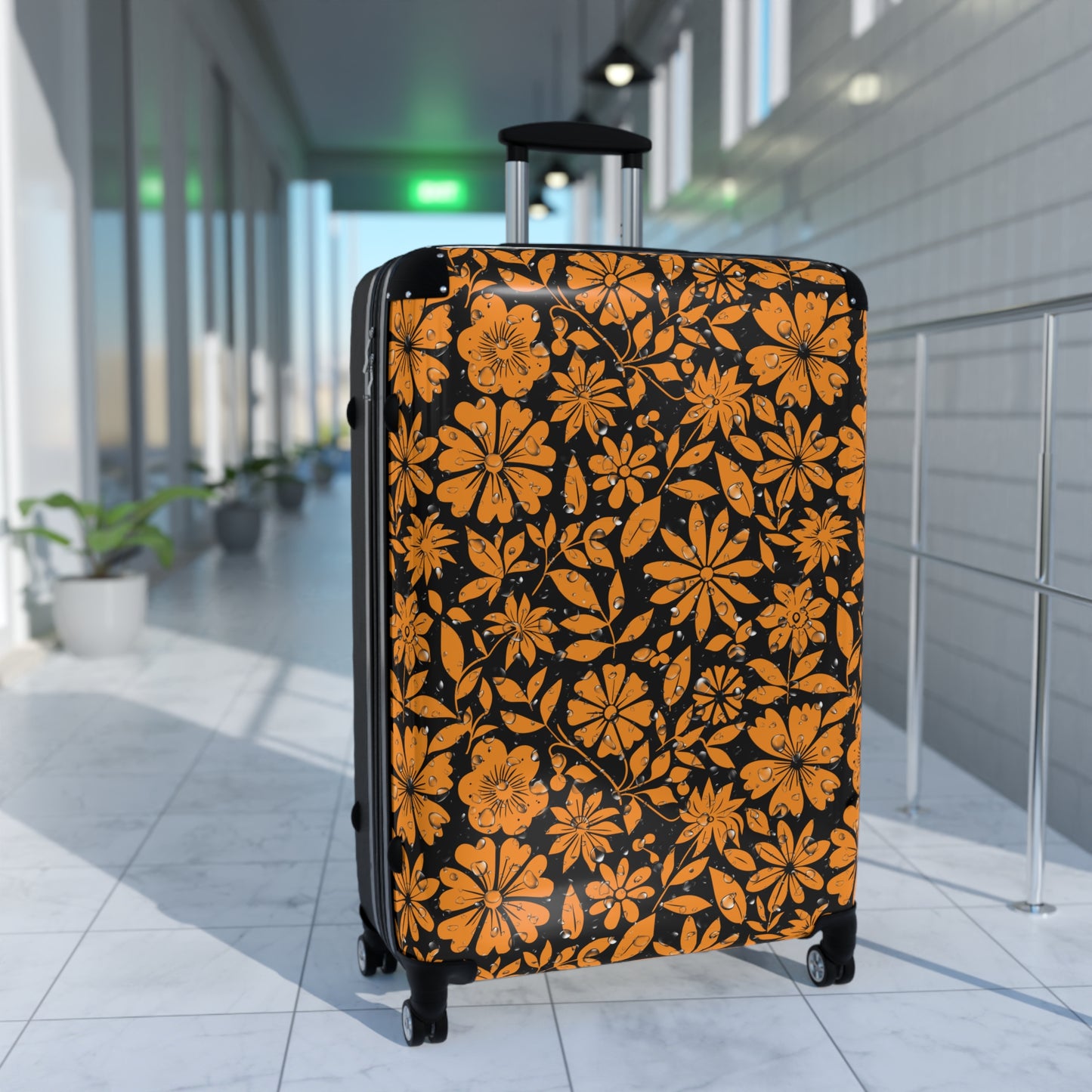 Orange Flower Design Suitcase