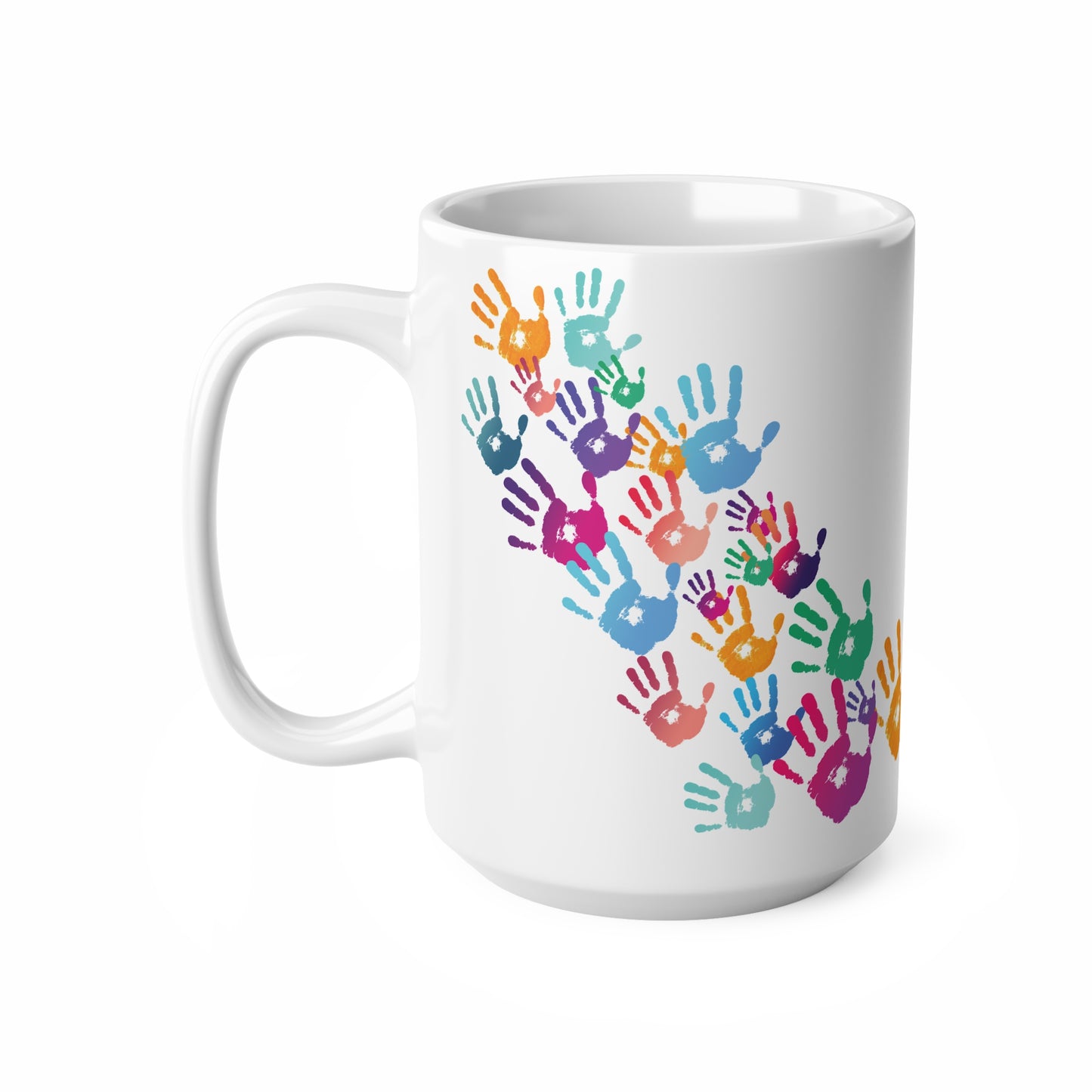 Coffee Cups - Colorful Handprints Art Design
