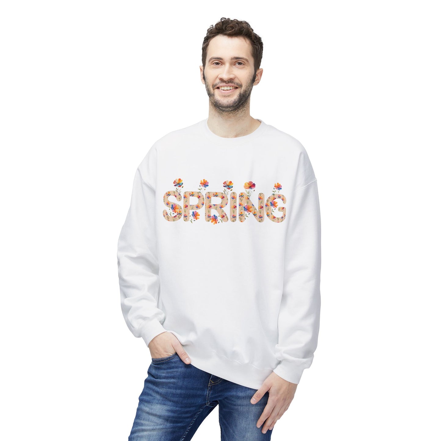 Spring Floral Crewneck Sweatshirt - Unisex Midweight Fleece