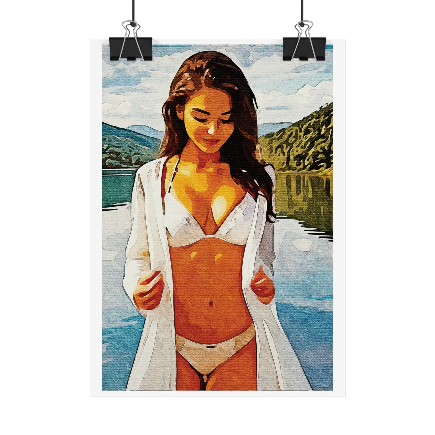 Beauty at the Lake — Sunlit Serenity for Canvas - Beach Vibe Rolled Poster, Summer Wall Art, Aesthetic Home Decor, Ocean Print, Ideal Gift for Beach Lovers