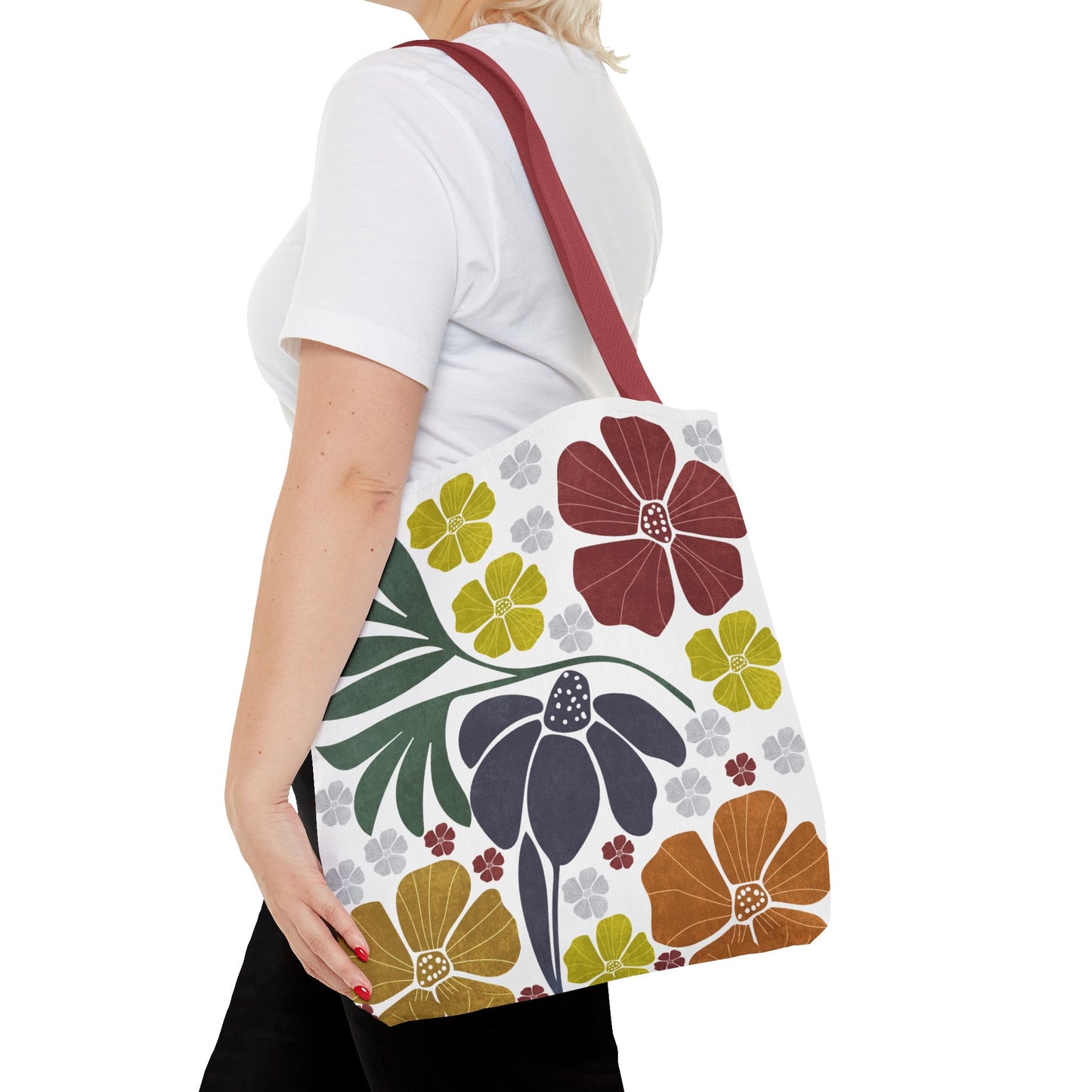 Boho Flowers Tote Bag - Retro Vintage Style