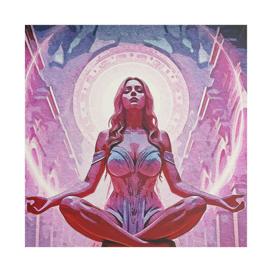 Radiant Stillness – Centered in Color, Powered by Peace 🧘‍♀️🌈 - Meditative Art Canvas, Spiritual Wall Decor, Pink Mystic Artwork, Zen Home Decoration, Harmonious Gift for Mindfulness Lovers