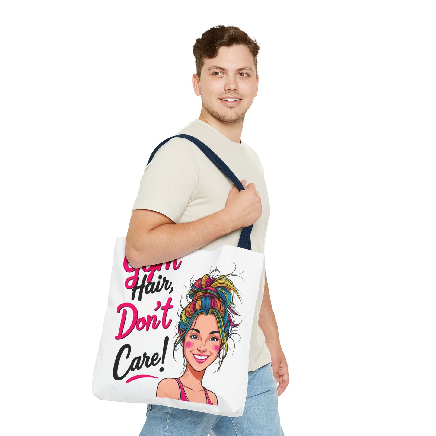 Fun Gym Tote Bag - 'Gym Hair, Don't Care!' - Perfect for Fitness Enthusiasts