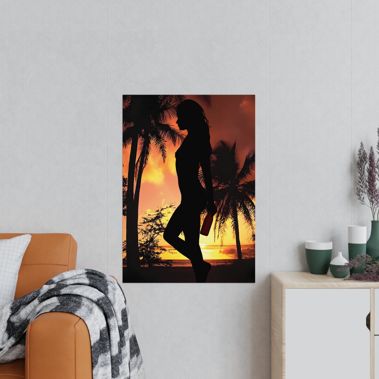 Sunset Silhouette Art Prints | Wall Decor, Home Decor, Gift Idea, Tropical Style, Beach Theme