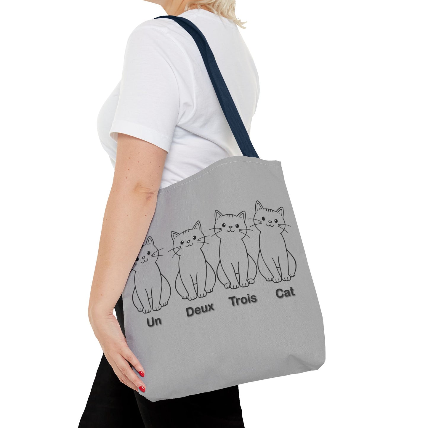 Funny Cat Tote Bag - Un Deux Trois Cat Design - Cute Cat Lover Gift