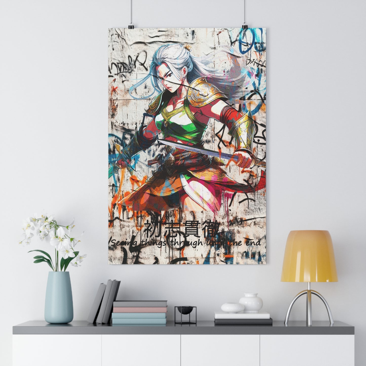 Vibrant Warrior Giclée Art Print - Manga Decor, Wall Art, Anime Gift, Home Gallery, Modern Illustration