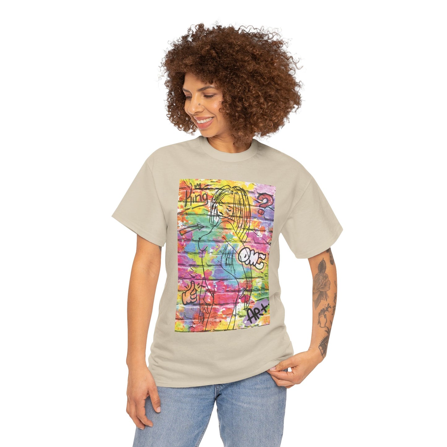 Vibrant Graffiti Muse – Bold Pop Art of Color, Confidence, and Free-Spirited Urban Expression - Colorful Artistic Unisex Tee, Vibrant Cotton T-Shirt for Art Lovers, Unique Casual Wear, Gift for Friends, Summer Fashion