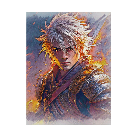 Epic Warrior Art Rolled Poster - Bold Fantasy Decor for Gamers & Anime Fans