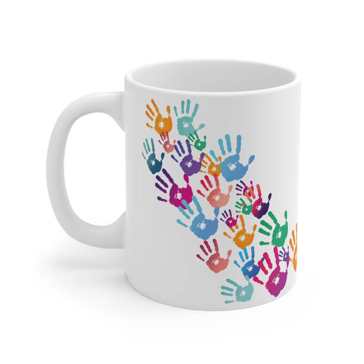 Coffee Cups - Colorful Handprints Art Design