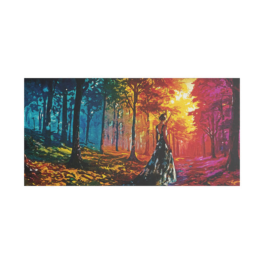 “Path of Light: A Journey Through Color, Courage, and the Heart of the Forest” - Colorful Landscape Art Canvas, Stretched Wall Decor, Fall Wall Art, Nature Home Decor, Unique Gift Idea, Vibrant Forest Painting