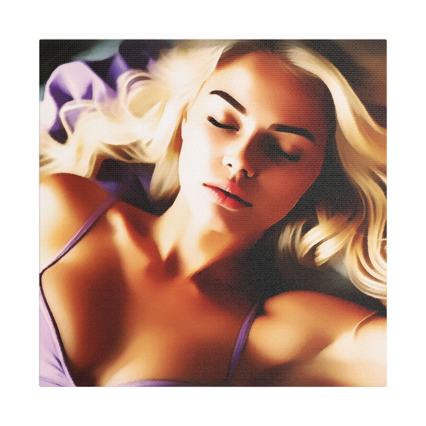 Radiant Grace – Strength in Stillness 💫🌿 - Satin Canvas Art Print, Dreamy Wall Decor, Bedroom Aesthetic, Serenity Artwork, Women's Lounge Gift, Relaxing Home Decor