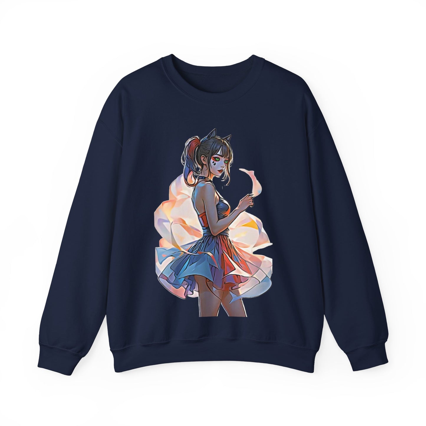 ✨Moonlit Grace: Anime Catgirl Aura for Casual Wear, Posters, Mugs and much more - Artistic Unisex Crewneck Sweatshirt | Cozy Graphic Sweater, Comfortable Hoodie, Fall Apparel, Anime-Inspired Gift, Casual Chic Fashion