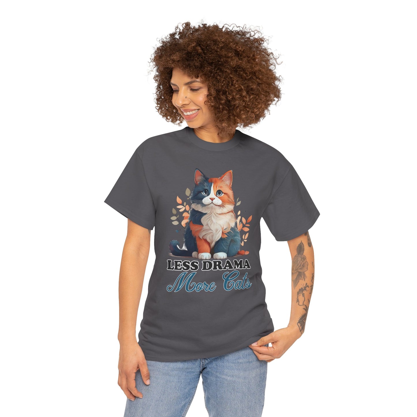 Less Drama, More Cats – Purrfect Peace in Style 🐾✨ - Unisex Cat Lover Tee - Less Drama More Cats, Cute Animal Shirt, Gifts for Cat Owners, Animal Lover Apparel, Funny Pet Tee