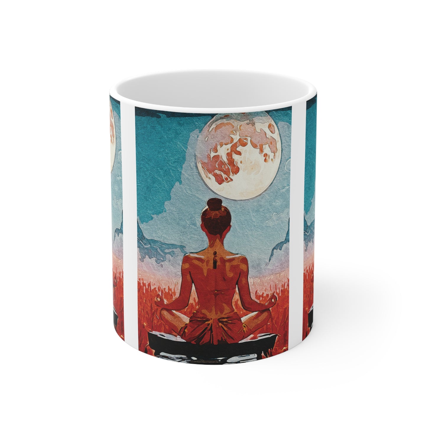 ✨Serenity Under the Full Moon - Serene Buddha Coffee Cup, Meditation Mug, Mindfulness Gift, Relaxing Tea Cup, Yoga Lover's Mug, Moonlit Serenity