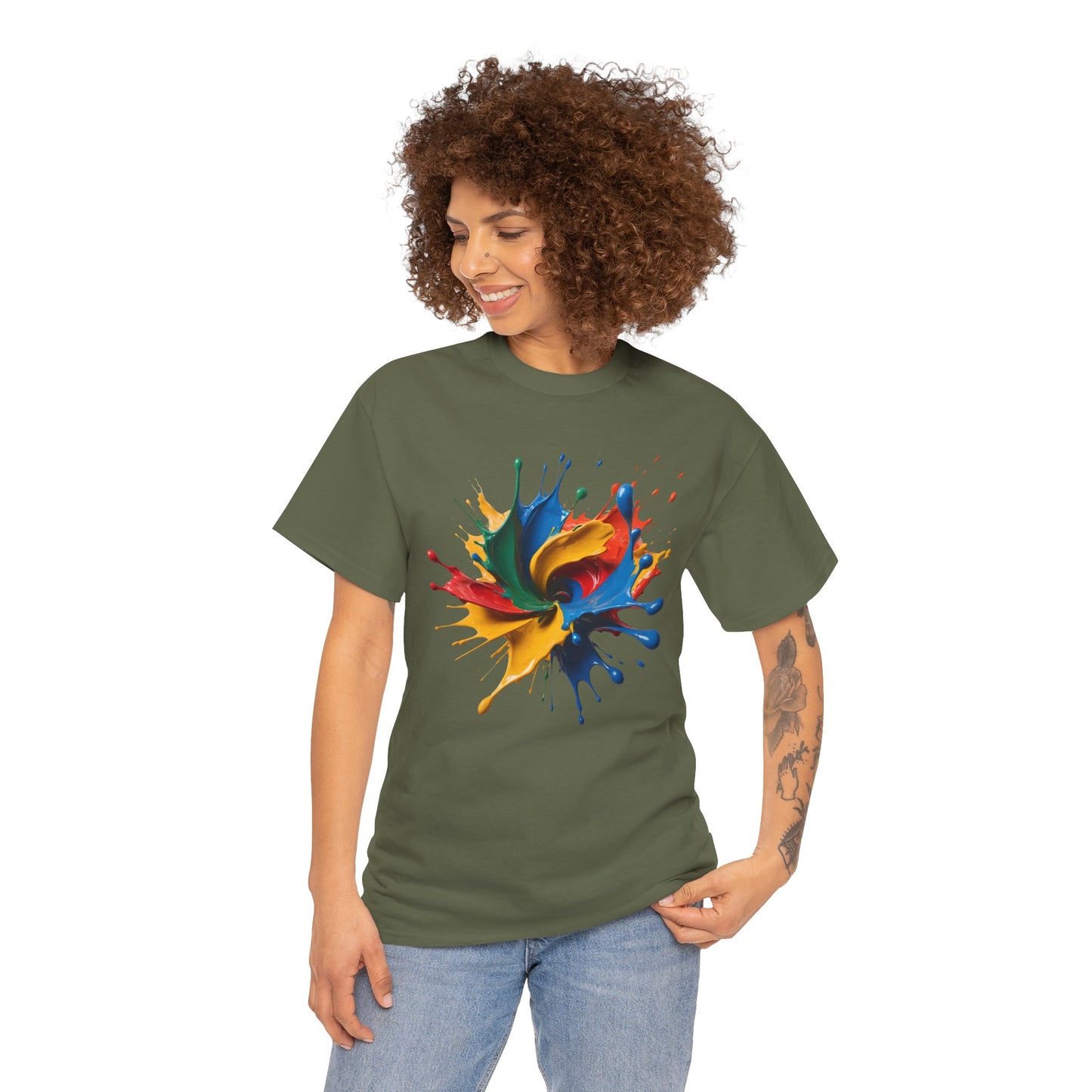 "Oops!" Color Splash Energy – Wear the Art, Feel the Vibe - Colorful Splash Art Unisex Heavy Cotton Tee | Vibrant Graphic T-Shirt, Casual Wear, Gift for Art Lovers, Color Run, Festival Outfit