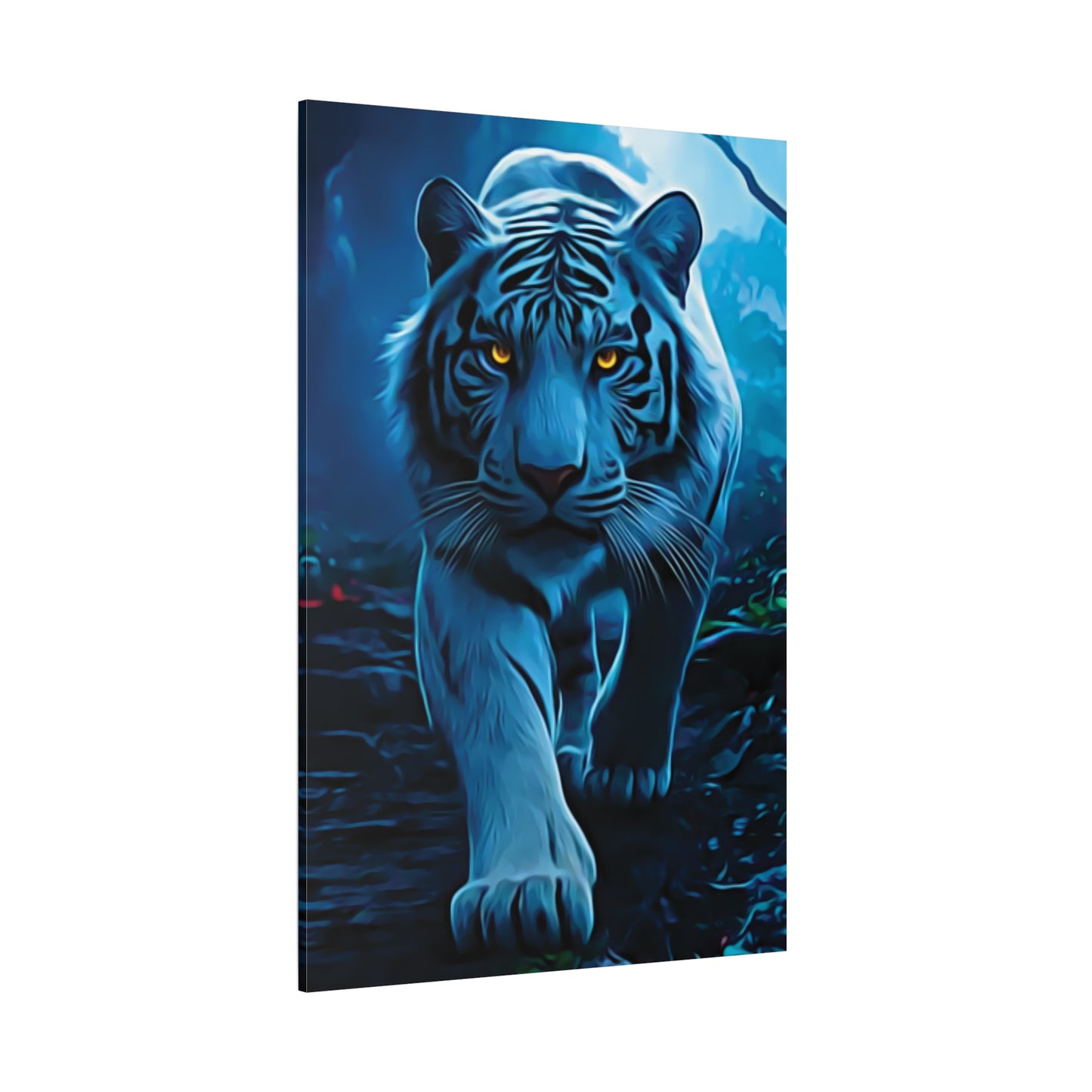 🐅 Blue Ember: Strength in Stillness, Power in Motion - Majestic White Tiger Wall Art, Canvas Print, Home Decor, Animal Lover Gift, Wildlife Artwork, Unique Gift Idea, Eco-Friendly Decor
