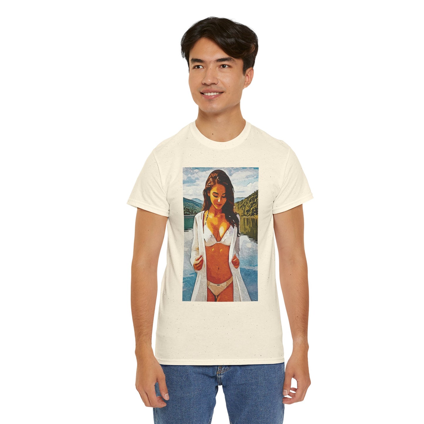 Beauty at the Lake — Sunlit Serenity for Casual Wear, Posters & Canvas - Summer Vibes Unisex Heavy Cotton Tee - Fun T-Shirt for Beach Lovers, Cute Casual Wear, Vacation Outfits, Graphic Tee for Parties, [...]