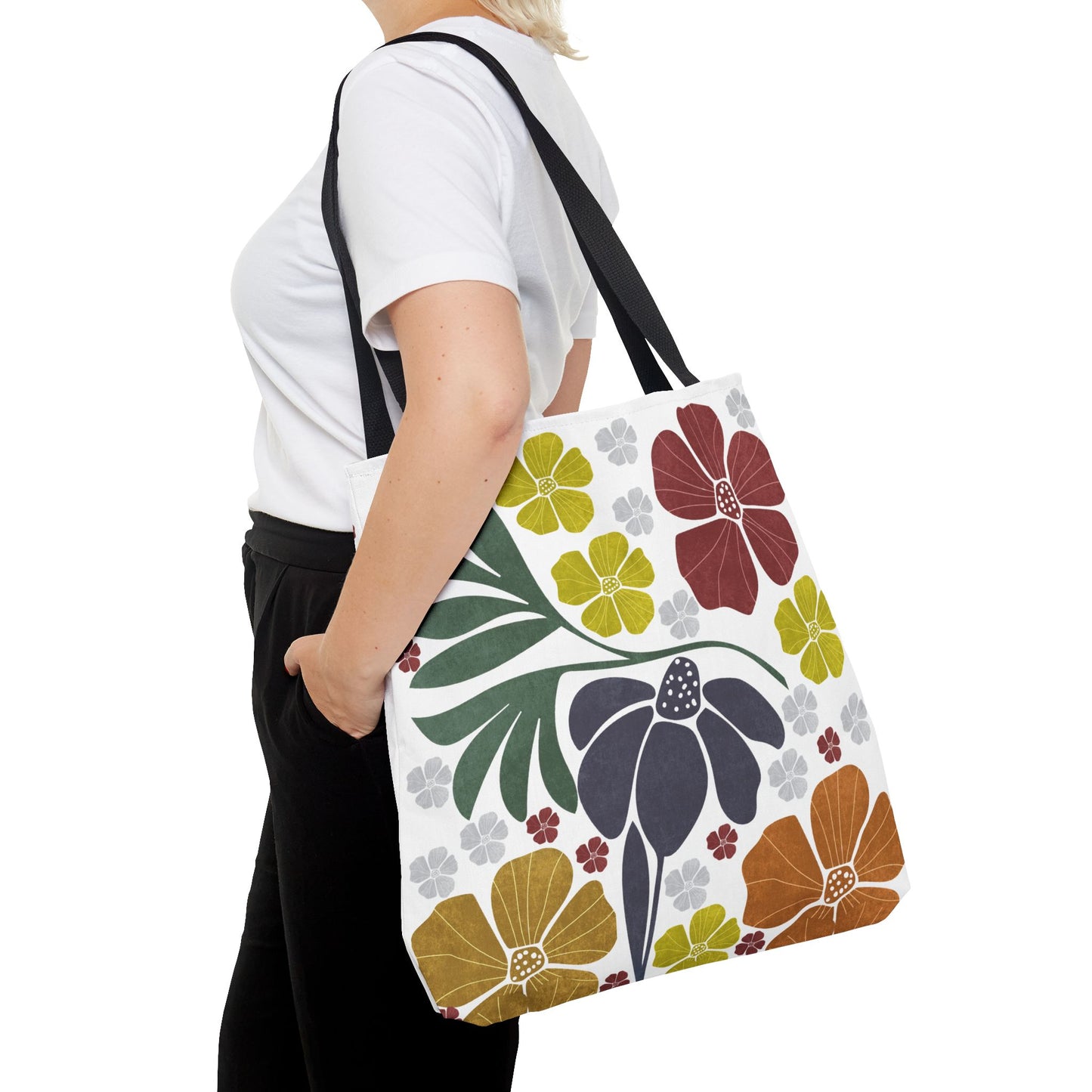 Boho Flowers Tote Bag - Retro Vintage Style