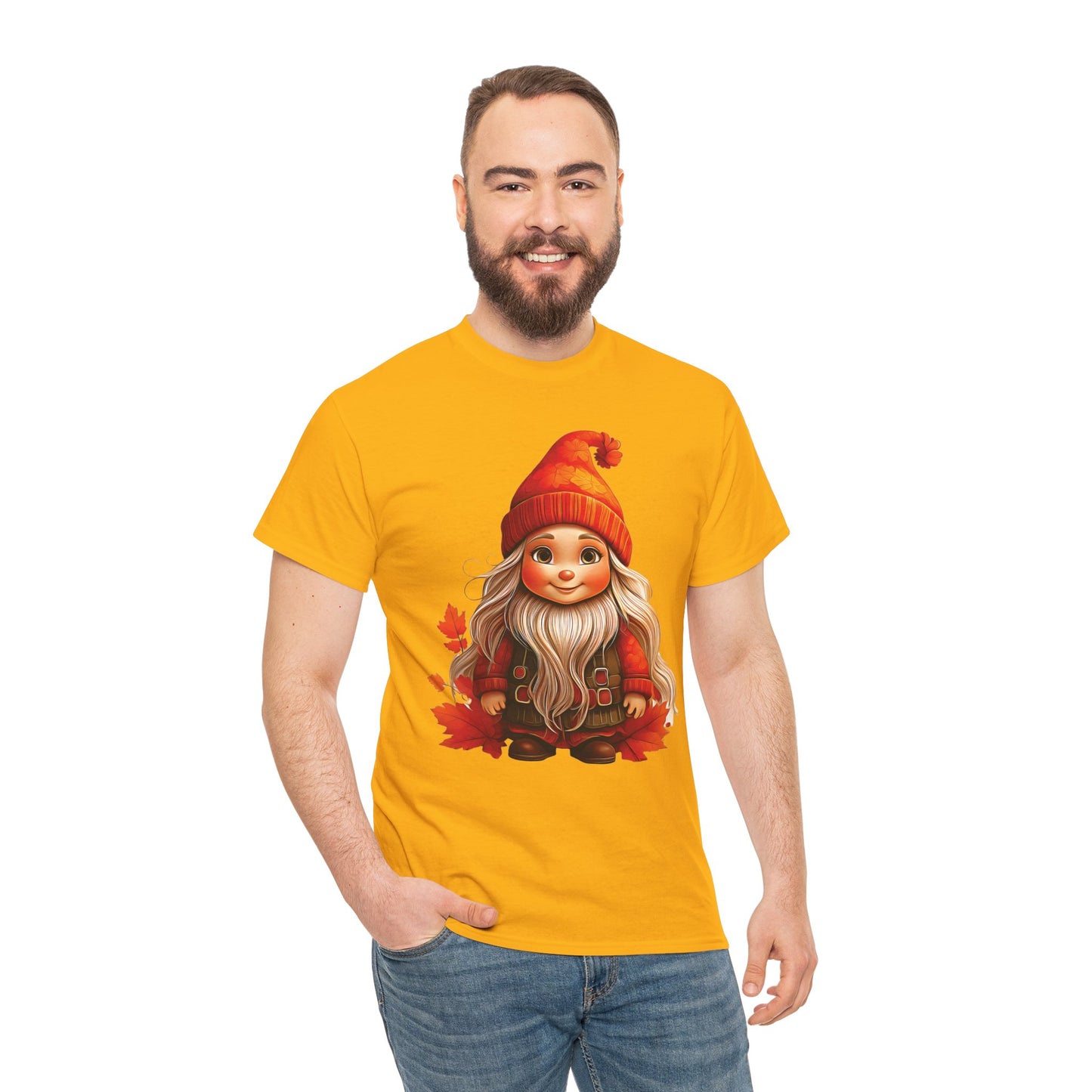 Autumn Gnome Magic – Cozy Whimsy in Every Leaf - Autumn-Themed Gnome Tee, Cozy Fall Shirt, Seasonal Apparel for Halloween, Thanksgiving, and Everyday Wear